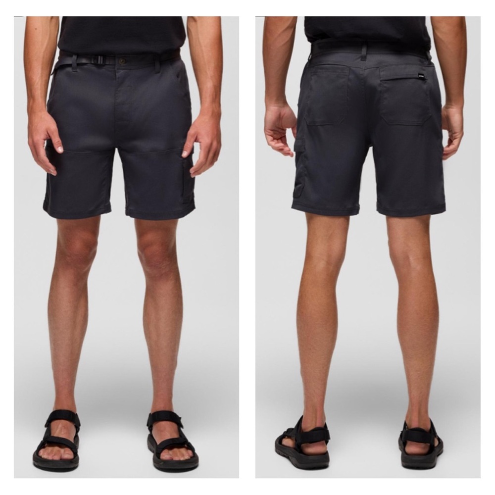 Prana Zion Stretch Outdoor/Hiking Shorts Adjustable Waist Gray Mens XS